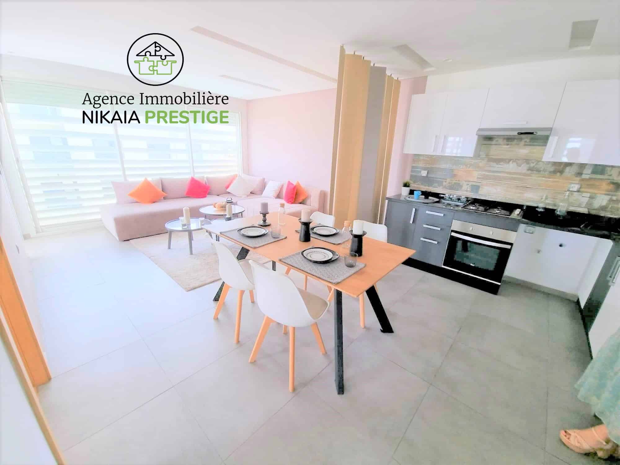 Location appartement meublé de 75 m² avec des balcons, 2 chambres, parking, quartier Riviera à Casablanca 1 (1)